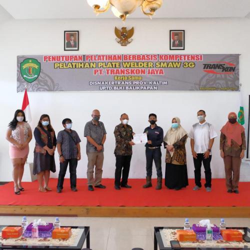 (Apr-2022) SMAW 3G Plate Welder Training Class held by PT Transkon Jaya Tbk in collaboration with the Manpower and Transmigration Office of East Kalimantan - UPTD BLKI Balikpapan